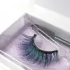 Colored Eyelashes, "Colorful 3D Lashes Collection - Perfect Gift for Anime Lovers" (Purple & Green)
